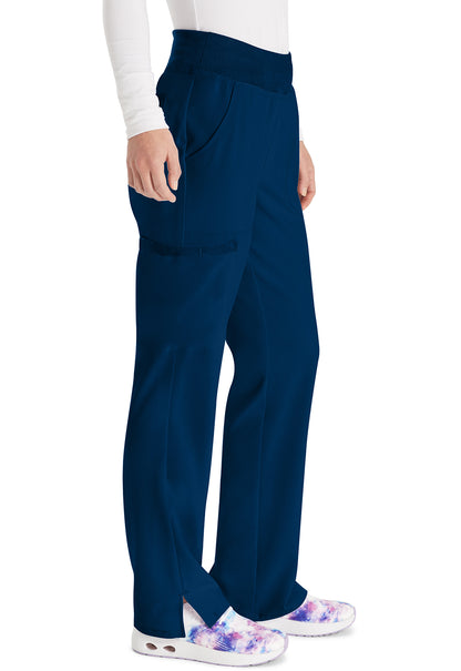 EDS Essentials DK005 Women's Natural Rise Tapered Leg Pull-On Scrub Pants Navy