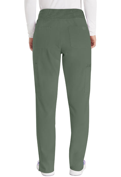 EDS Essentials DK005 Women's Natural Rise Tapered Leg Pull-On Scrub Pants Olive