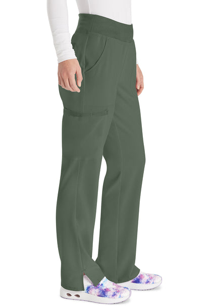 EDS Essentials DK005 Women's Natural Rise Tapered Leg Pull-On Scrub Pants Olive