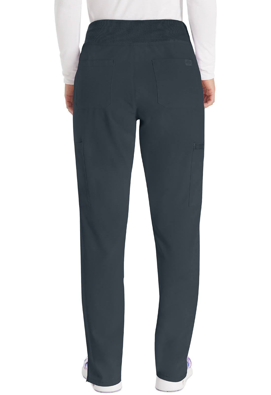 EDS Essentials DK005 Women's Natural Rise Tapered Leg Pull-On Scrub Pants Pewter