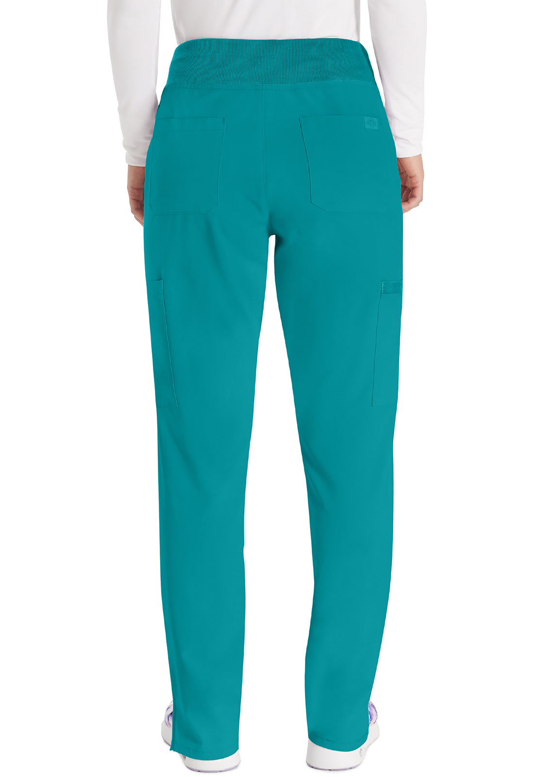 EDS Essentials DK005 Women's Natural Rise Tapered Leg Pull-On Scrub Pants Teal Blue