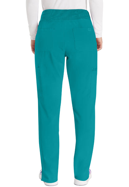 EDS Essentials DK005 Women's Natural Rise Tapered Leg Pull-On Scrub Pants Teal Blue
