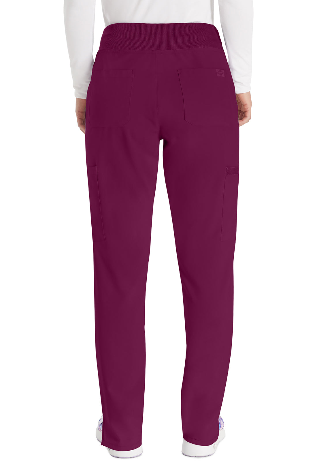 EDS Essentials DK005 Women's Natural Rise Tapered Leg Pull-On Scrub Pants Wine