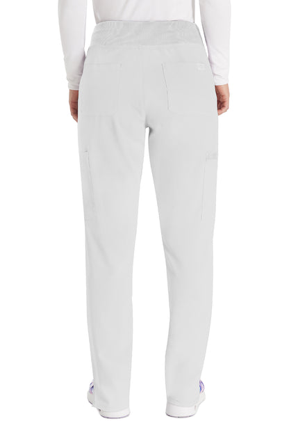 EDS Essentials DK005 Women's Natural Rise Tapered Leg Pull-On Scrub Pants White