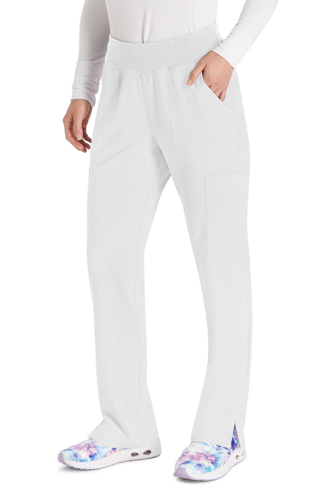 EDS Essentials DK005 Women's Natural Rise Tapered Leg Pull-On Scrub Pants image 3