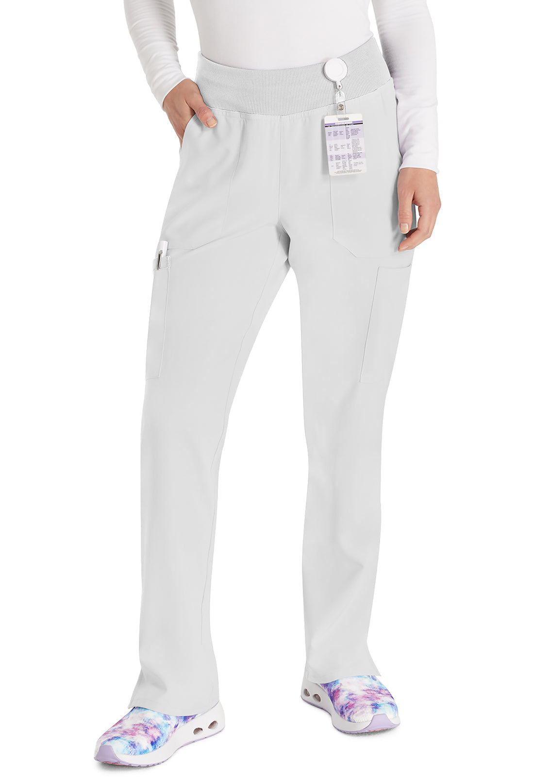 EDS Essentials DK005 Women's Natural Rise Tapered Leg Pull-On Scrub Pants image 1