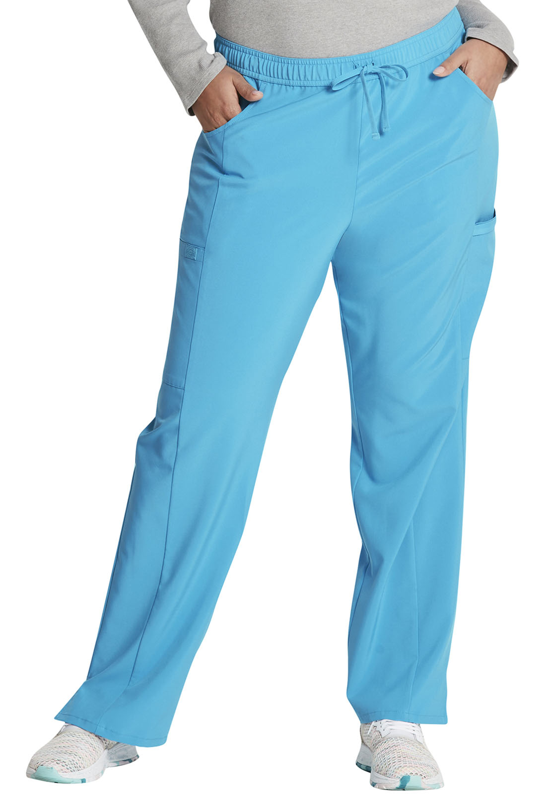 EDS Essentials DK010 Mid Rise Straight Leg Drawstring Pants Blue Hawaii Model Image Front | Dickies