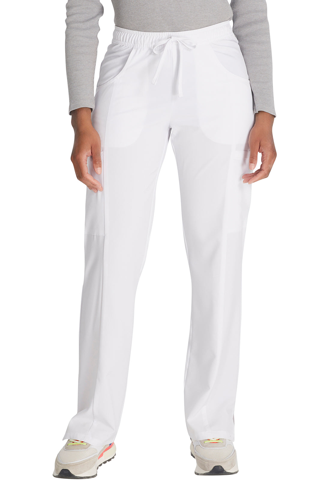 EDS Essentials DK010 Mid Rise Straight Leg Drawstring Pants White