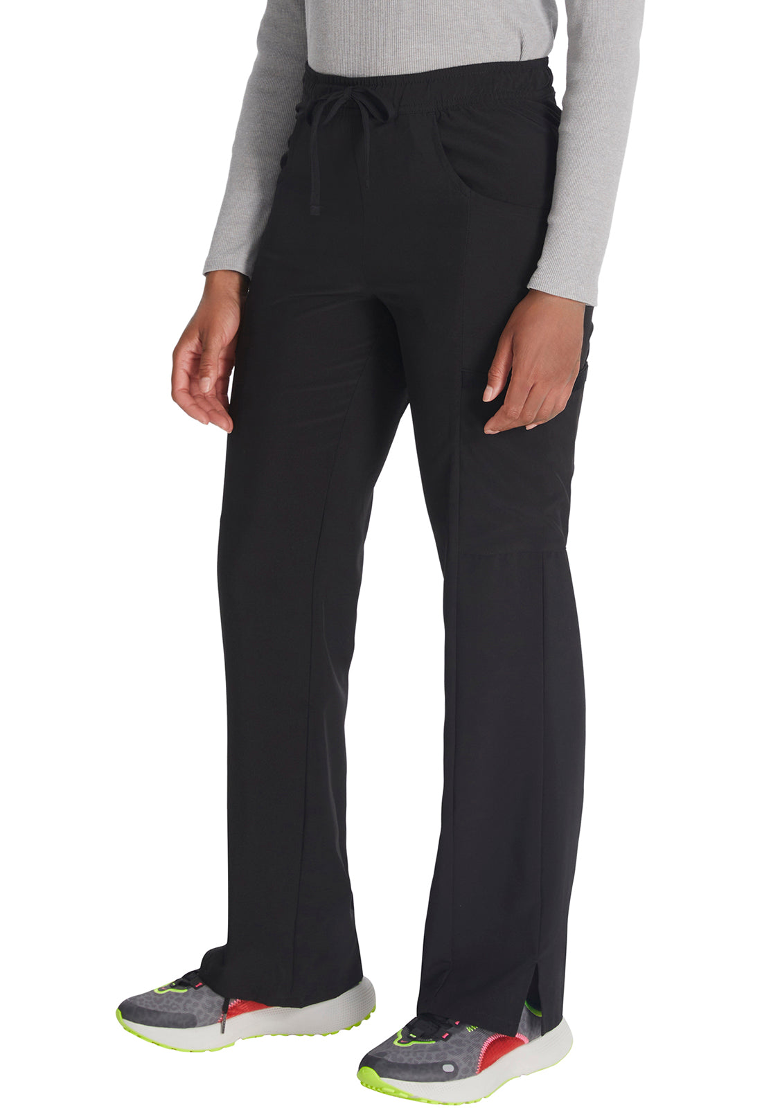 EDS Essentials DK010 Mid Rise Straight Leg Drawstring Pants Black Model Image Right Side | Dickies