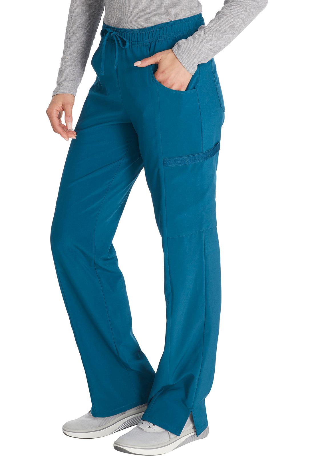 EDS Essentials DK010 Mid Rise Straight Leg Drawstring Pants Caribbean Blue Model Image Right Side | Dickies