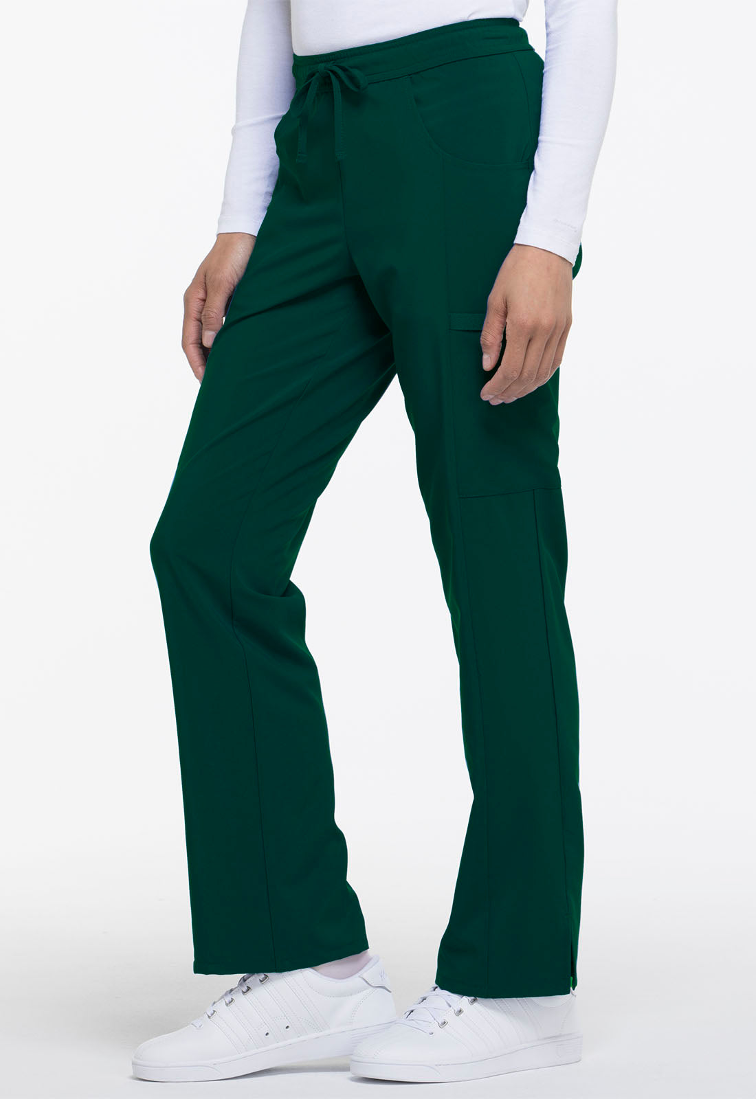 EDS Essentials DK010 Mid Rise Straight Leg Drawstring Pants Hunter Green Model Image Right Side | Dickies