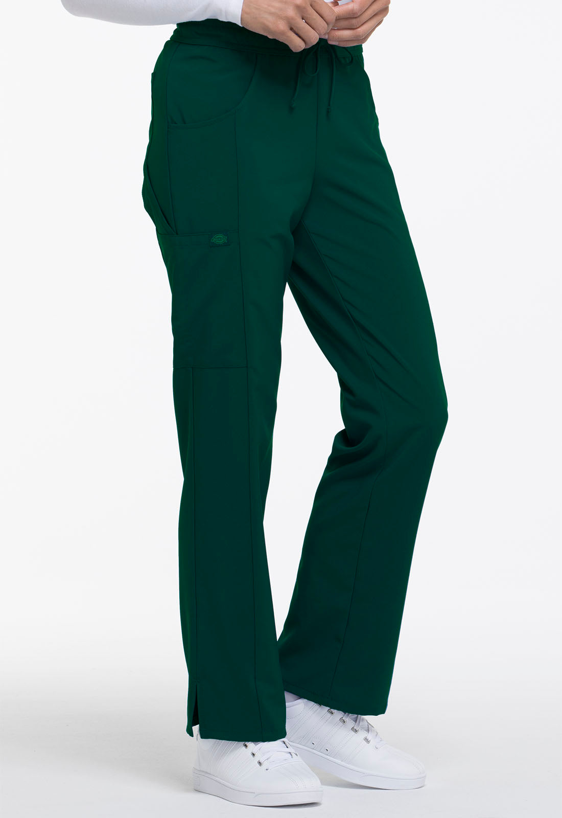 EDS Essentials DK010 Mid Rise Straight Leg Drawstring Pants Hunter Green Model Image Left Side | Dickies