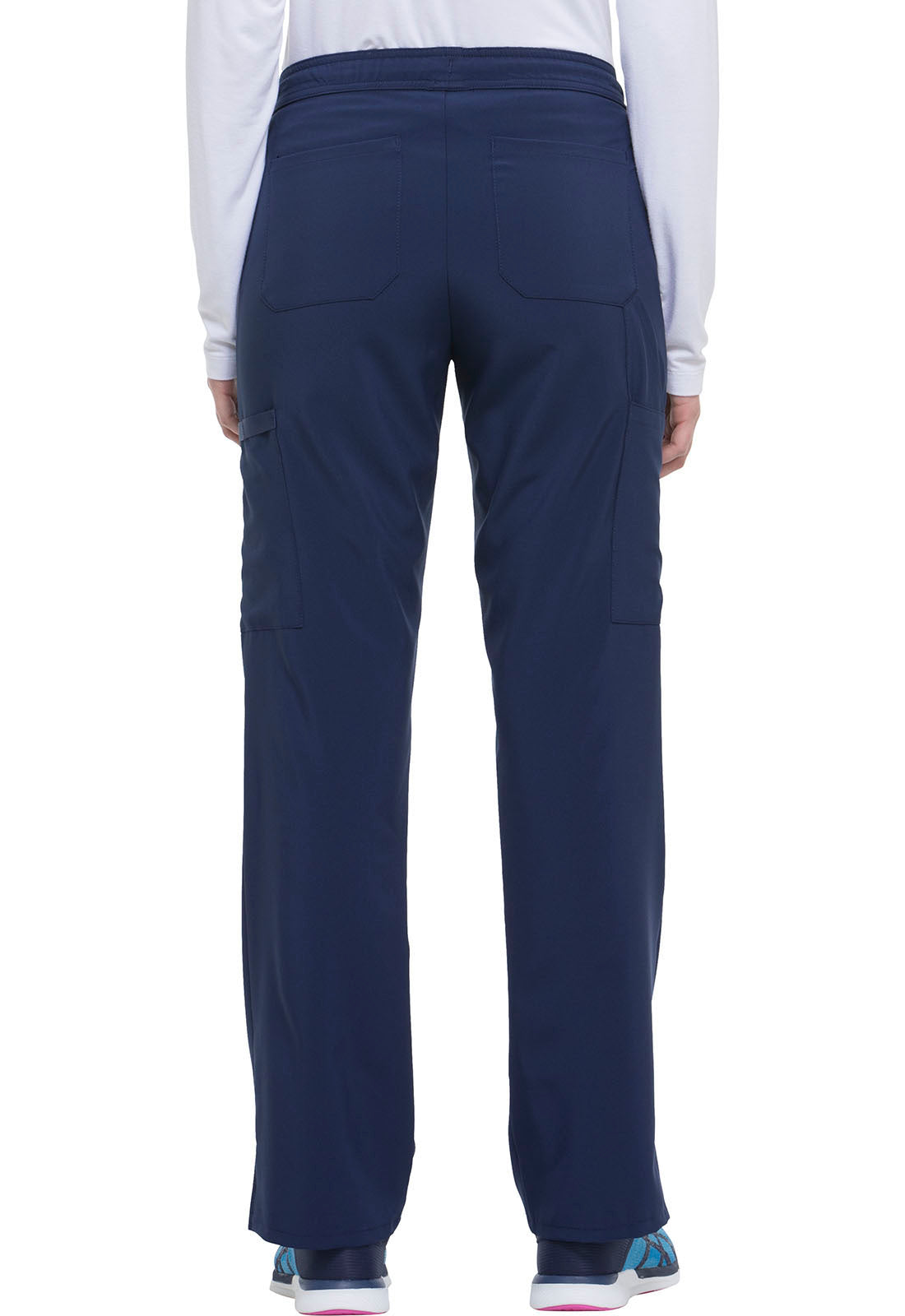 EDS Essentials DK010 Mid Rise Straight Leg Drawstring Pants Navy Model Image Back | Dickies