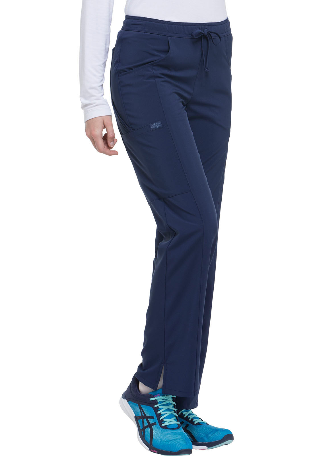 EDS Essentials DK010 Mid Rise Straight Leg Drawstring Pants Navy Model Image Left Side | Dickies