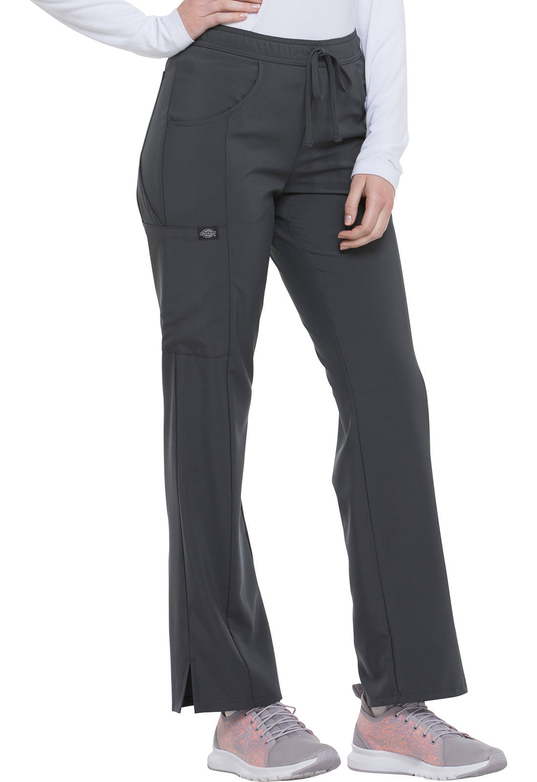 EDS Essentials DK010 Mid Rise Straight Leg Drawstring Pants Pewter Model Image Left Side | Dickies