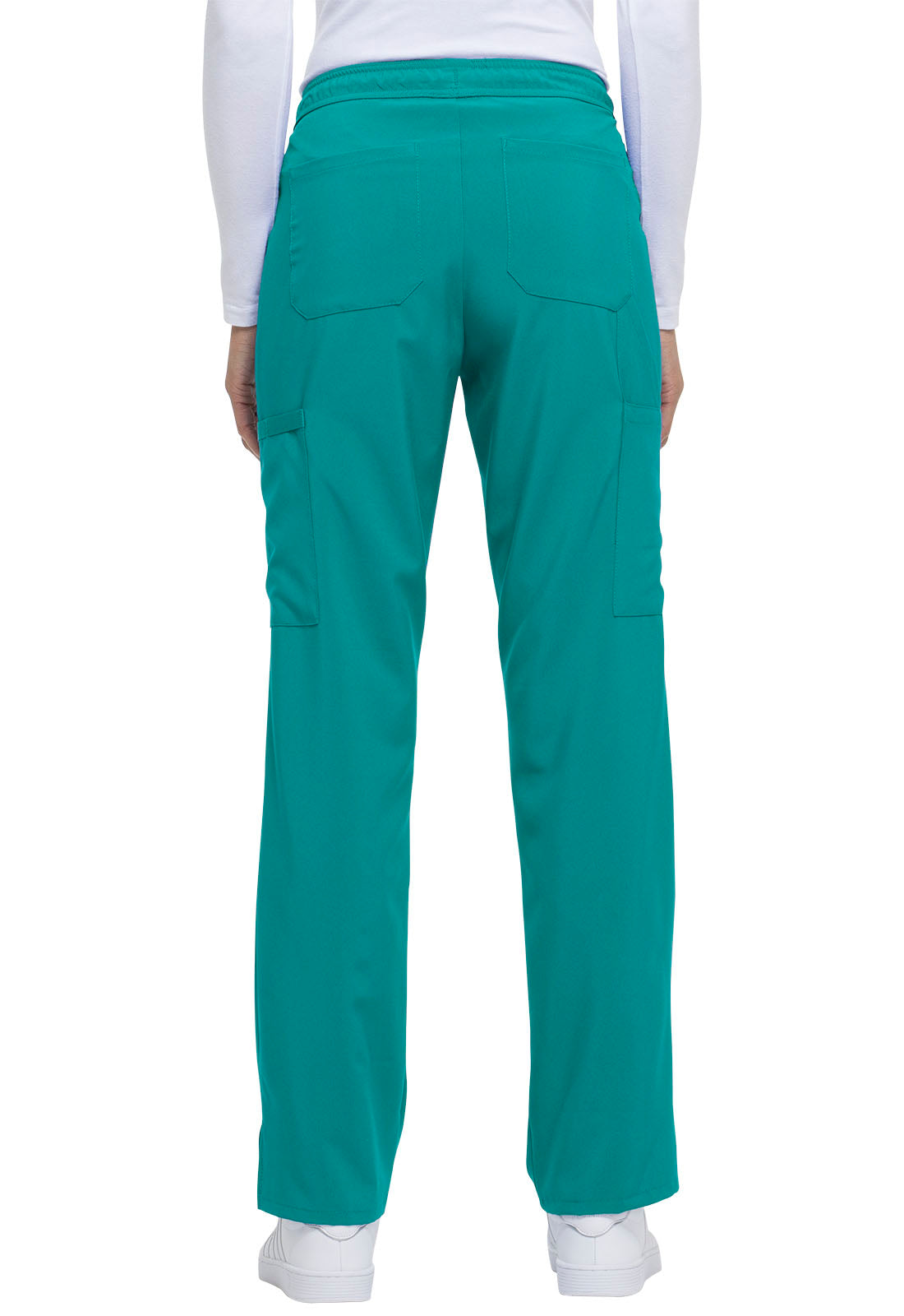 EDS Essentials DK010 Mid Rise Straight Leg Drawstring Pants Teal Blue Model Image Back | Dickies