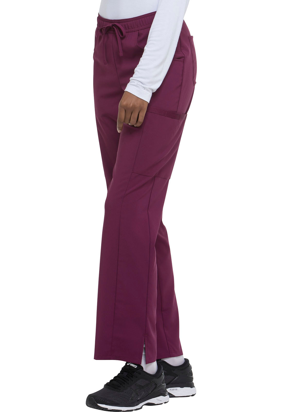 EDS Essentials DK010 Mid Rise Straight Leg Drawstring Pants Wine Model Image Right Side | Dickies