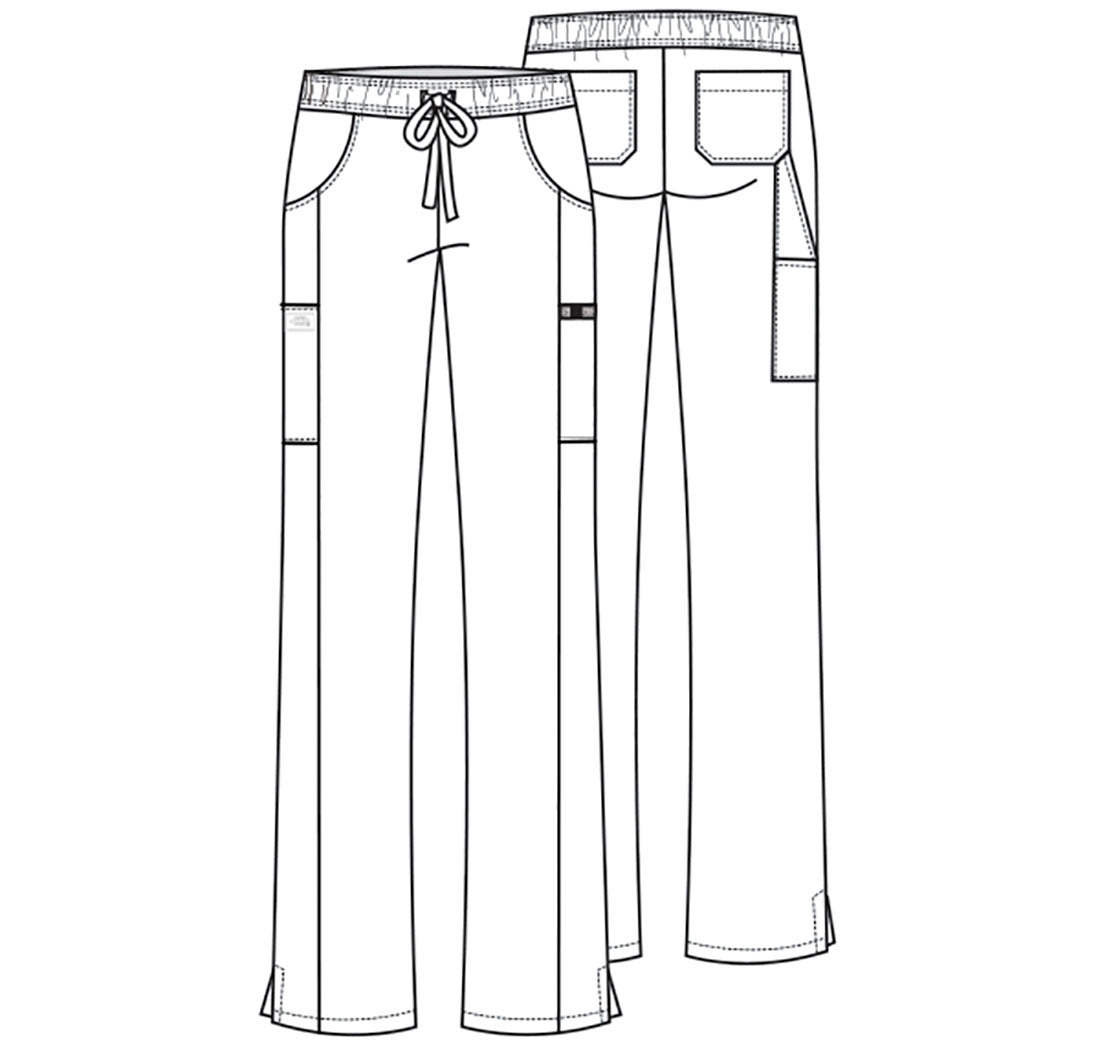 EDS Essentials DK010 Women's Mid Rise Straight Leg Drawstring Scrub Pants Caribbean Blue