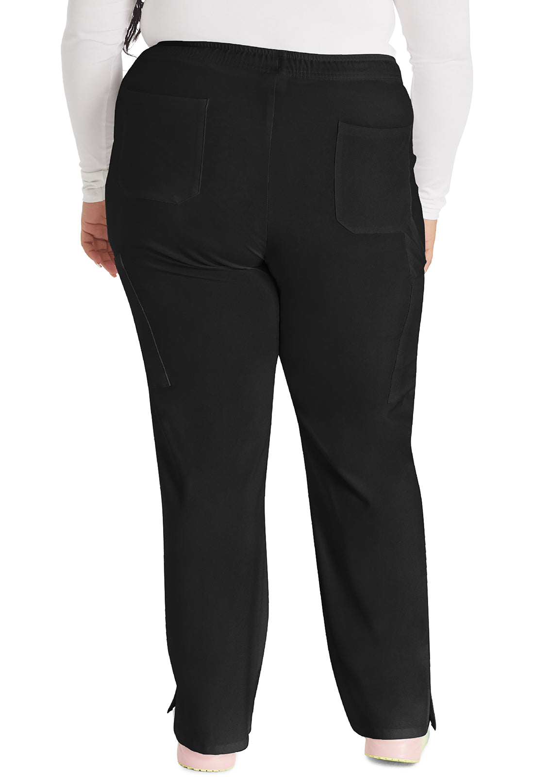 EDS Essentials DK010 Women's Mid Rise Straight Leg Drawstring Scrub Pants Black