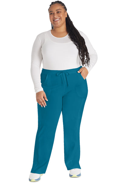 EDS Essentials DK010 Women's Mid Rise Straight Leg Drawstring Scrub Pants Caribbean Blue