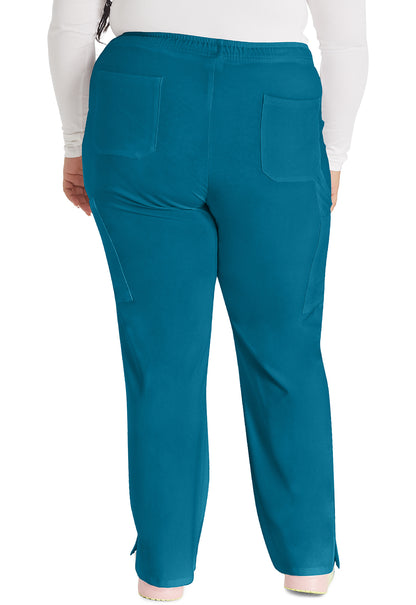 EDS Essentials DK010 Women's Mid Rise Straight Leg Drawstring Scrub Pants Caribbean Blue