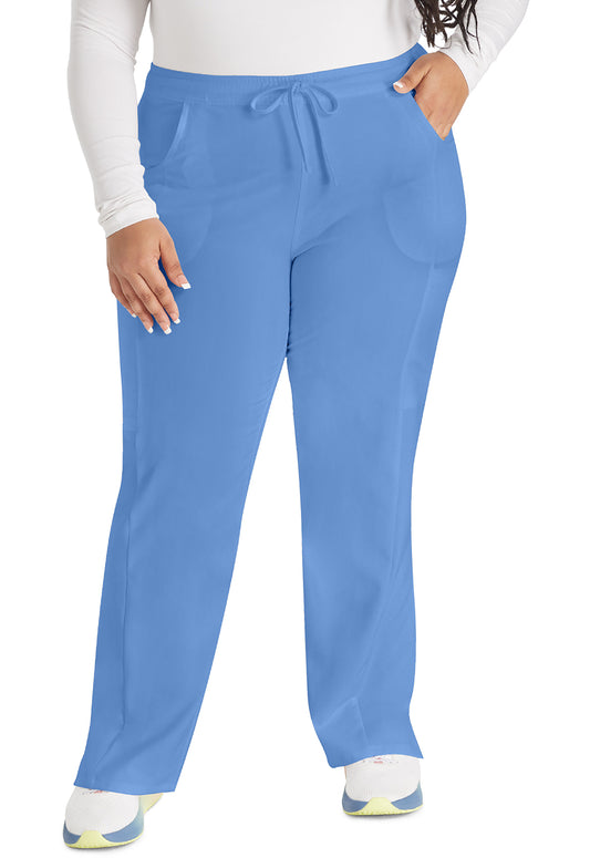 EDS Essentials DK010 Women's Mid Rise Straight Leg Drawstring Scrub Pants Ciel