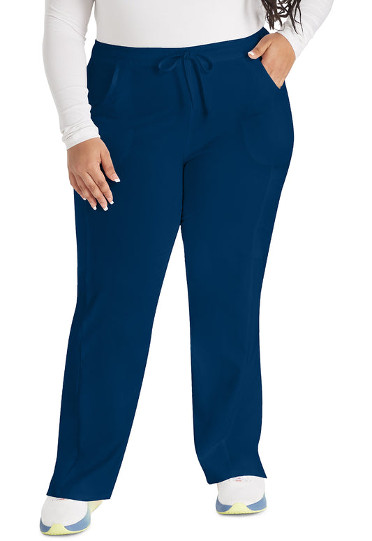 EDS Essentials DK010 Women's Mid Rise Straight Leg Drawstring Scrub Pants Navy