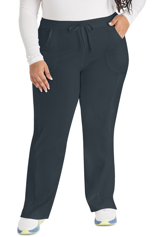 EDS Essentials DK010 Women's Mid Rise Straight Leg Drawstring Scrub Pants Pewter