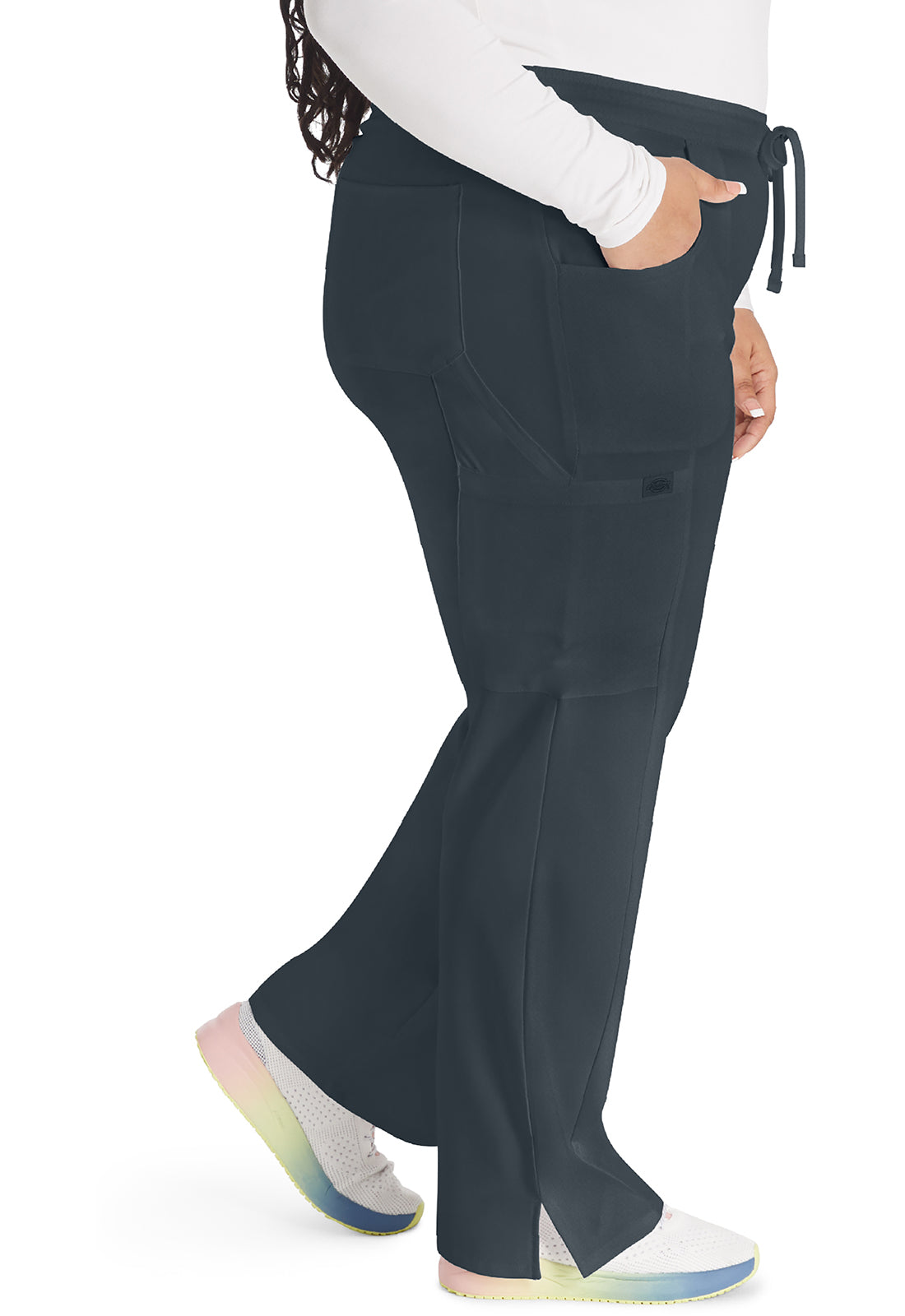EDS Essentials DK010 Women's Mid Rise Straight Leg Drawstring Scrub Pants Pewter