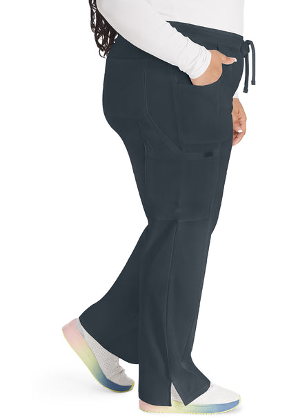 EDS Essentials DK010 Women's Mid Rise Straight Leg Drawstring Scrub Pants Pewter
