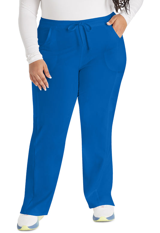EDS Essentials DK010 Women's Mid Rise Straight Leg Drawstring Scrub Pants Royal