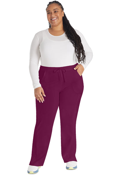 EDS Essentials DK010 Women's Mid Rise Straight Leg Drawstring Scrub Pants Wine