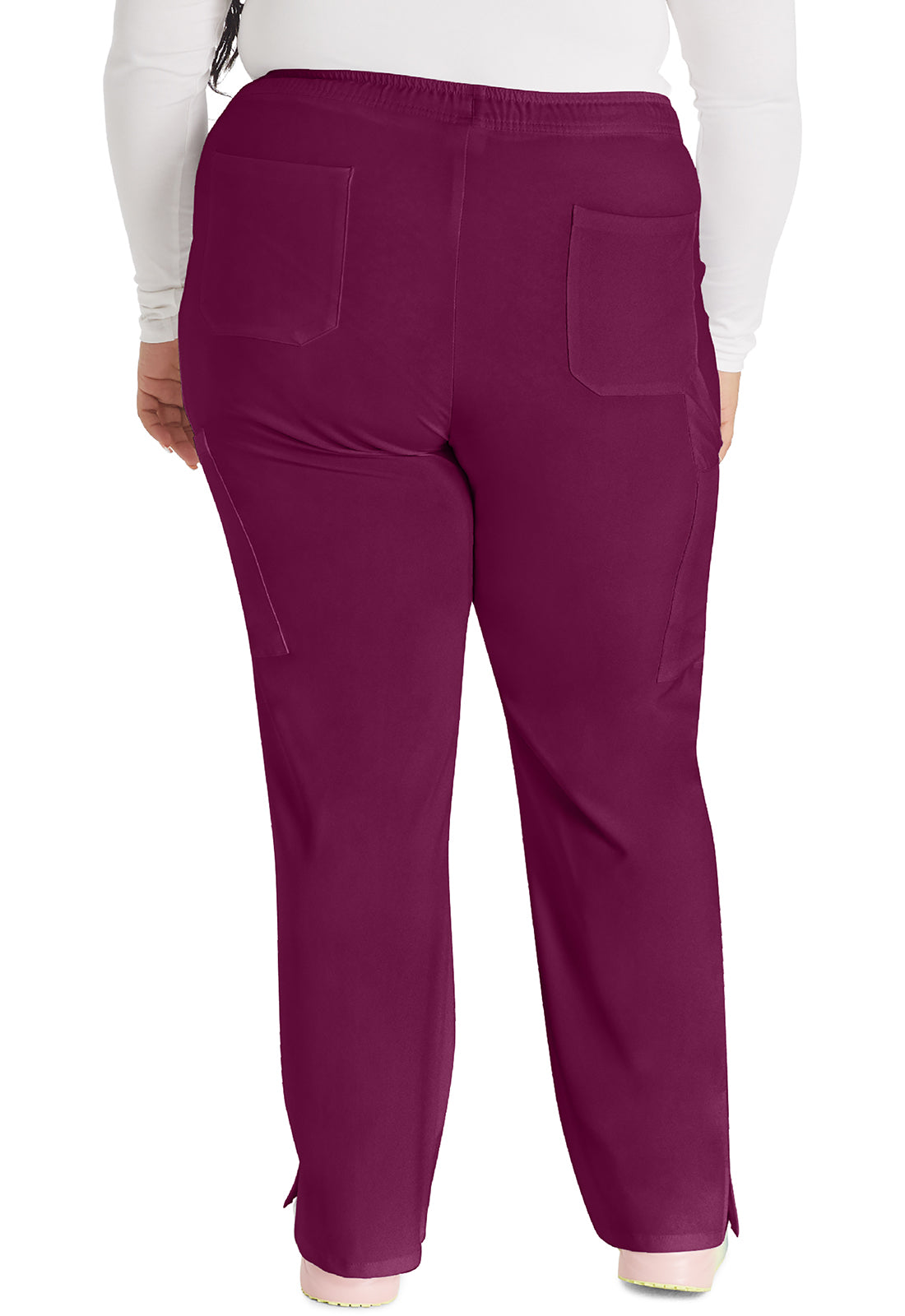 EDS Essentials DK010 Women's Mid Rise Straight Leg Drawstring Scrub Pants Wine