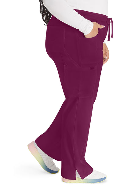EDS Essentials DK010 Women's Mid Rise Straight Leg Drawstring Scrub Pants Wine