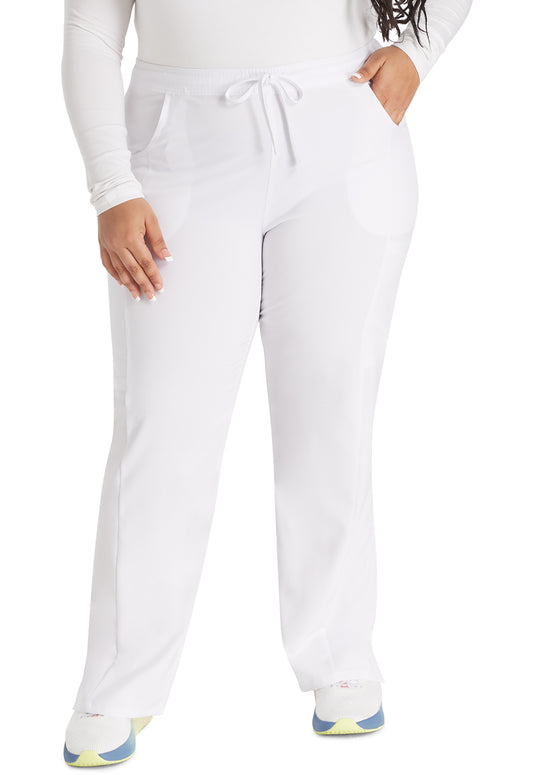 EDS Essentials DK010 Women's Mid Rise Straight Leg Drawstring Scrub Pants White