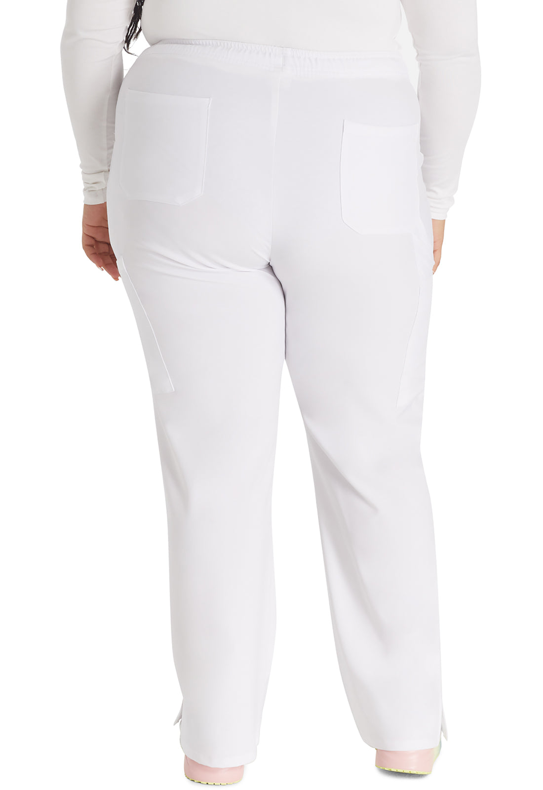 EDS Essentials DK010 Women's Mid Rise Straight Leg Drawstring Scrub Pants White