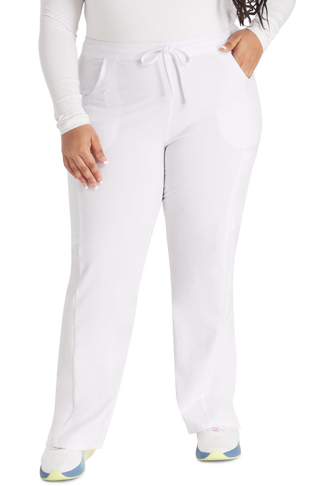 EDS Essentials DK010 Women's Mid Rise Straight Leg Drawstring Scrub Pants image 1
