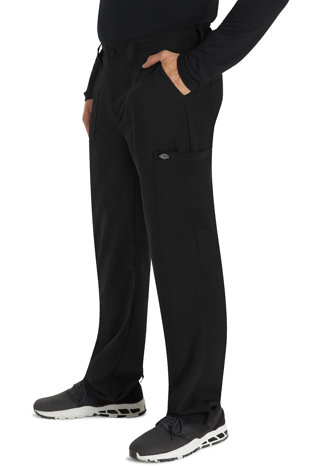 EDS Essentials DK015 Men's Natural Rise Drawstring Pants Black Model Image Right Side | Dickies