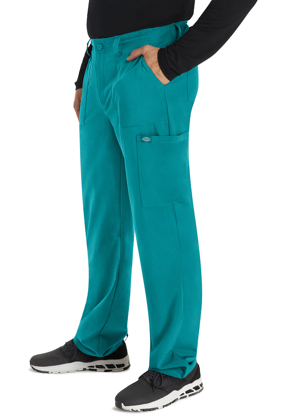 EDS Essentials DK015 Men's Natural Rise Drawstring Pants Teal Blue Model Image Right Side | Dickies