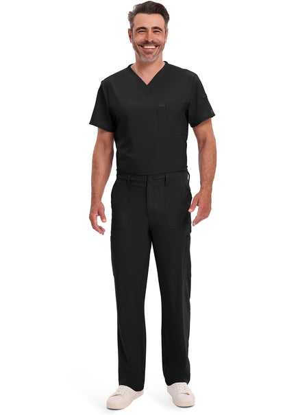 EDS Essentials DK015 Men's Natural Rise Drawstring Scrub Pants Black