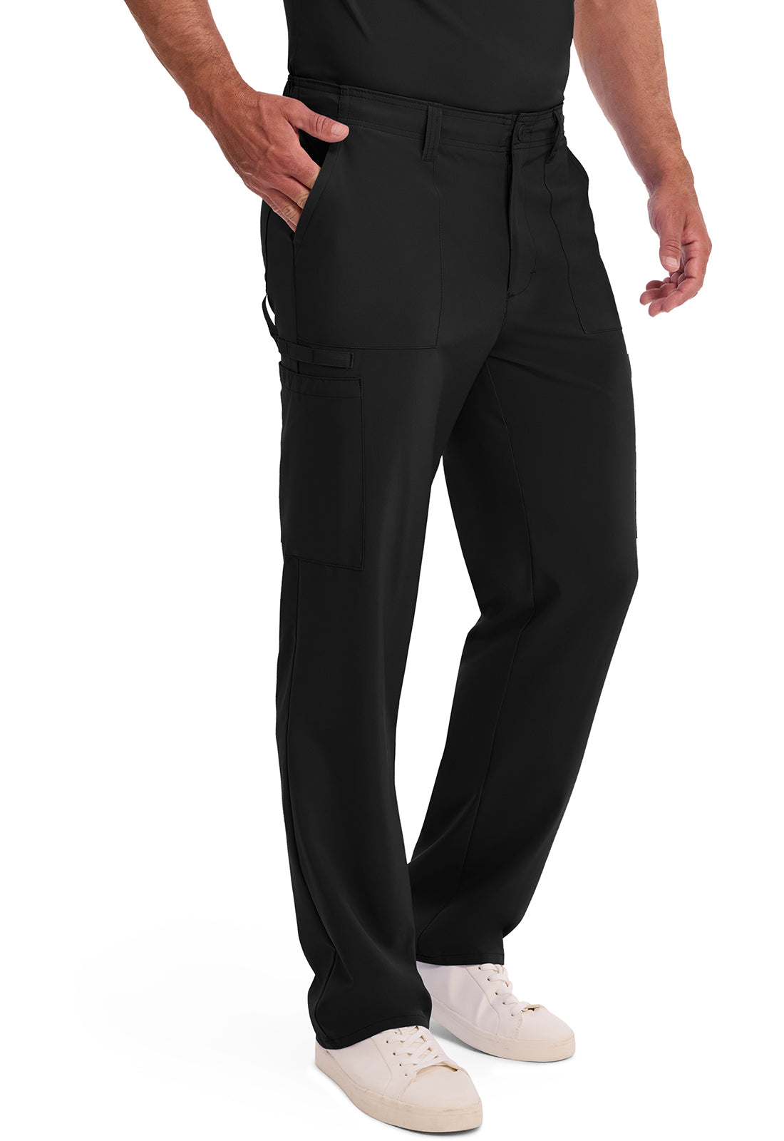 EDS Essentials DK015 Men's Natural Rise Drawstring Scrub Pants Black