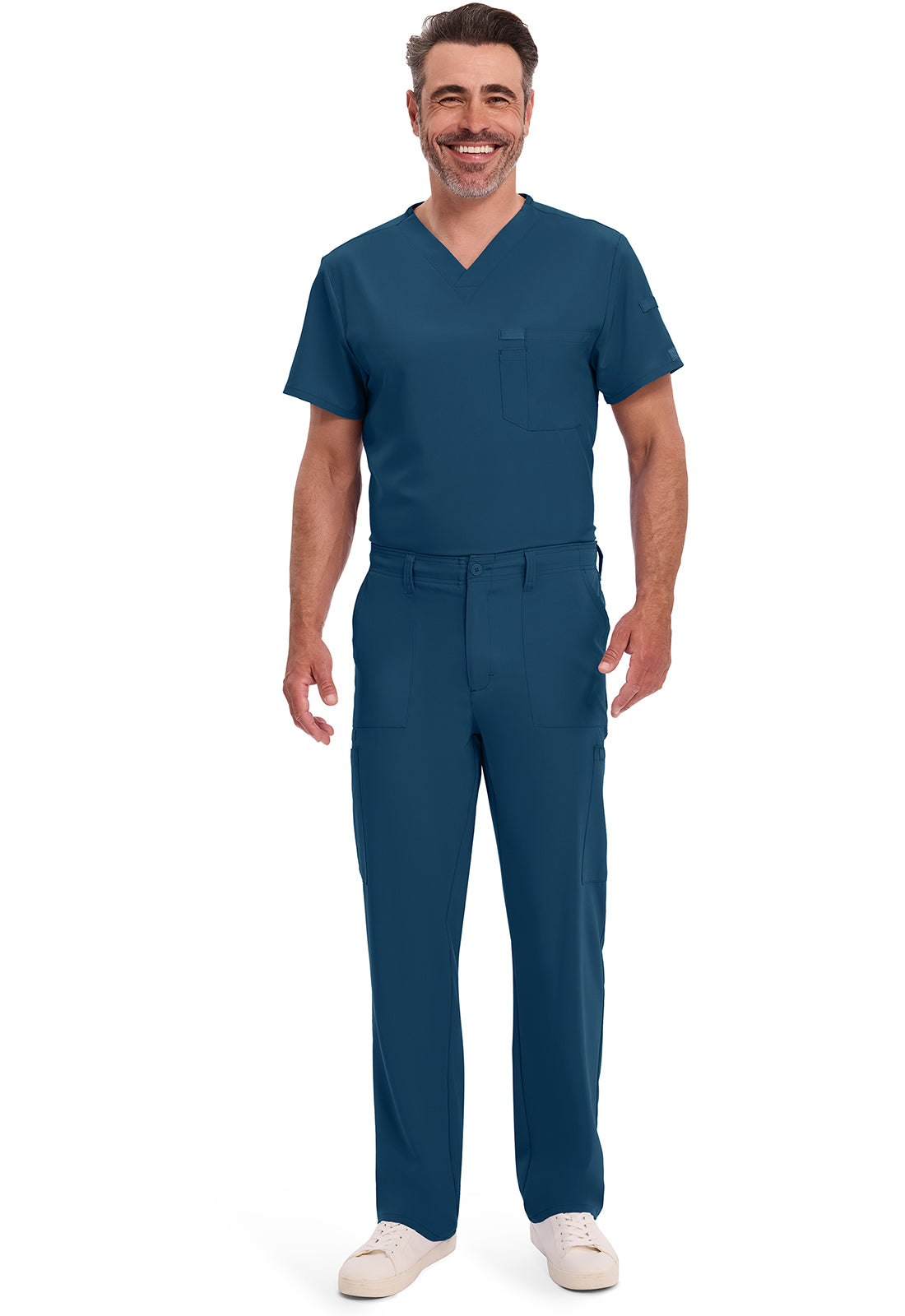 EDS Essentials DK015 Men's Natural Rise Drawstring Scrub Pants Caribbean Blue