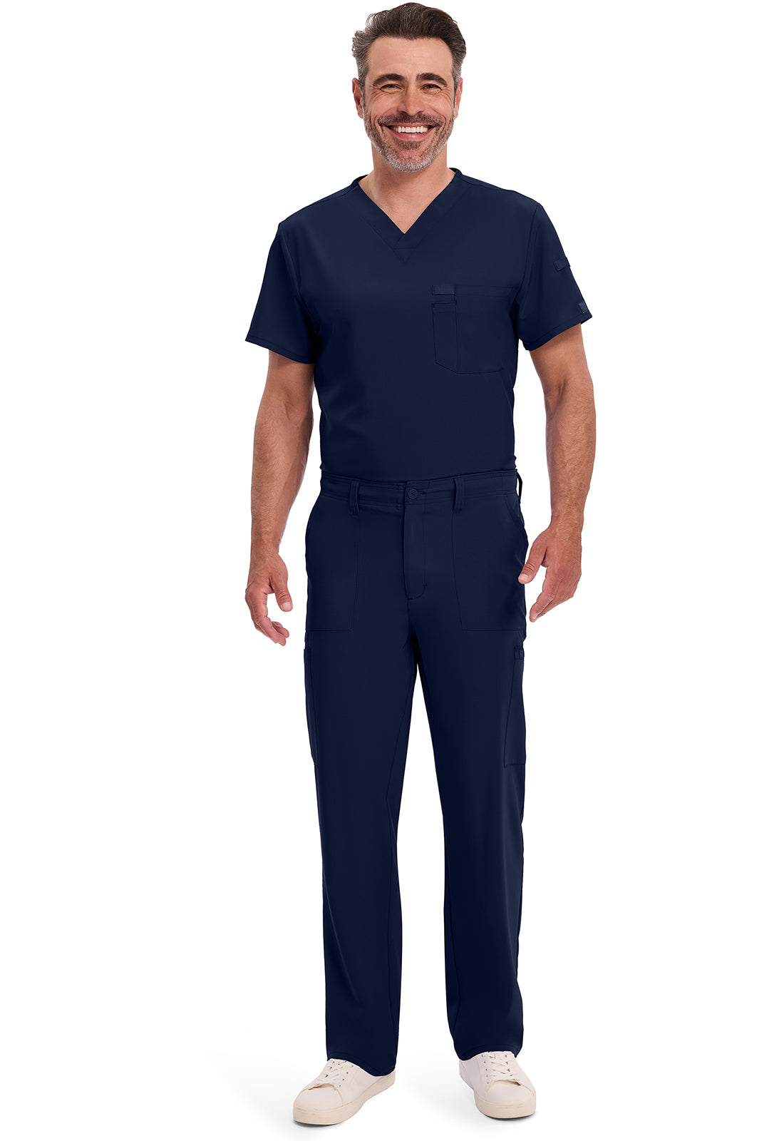 EDS Essentials DK015 Men's Natural Rise Drawstring Scrub Pants Navy