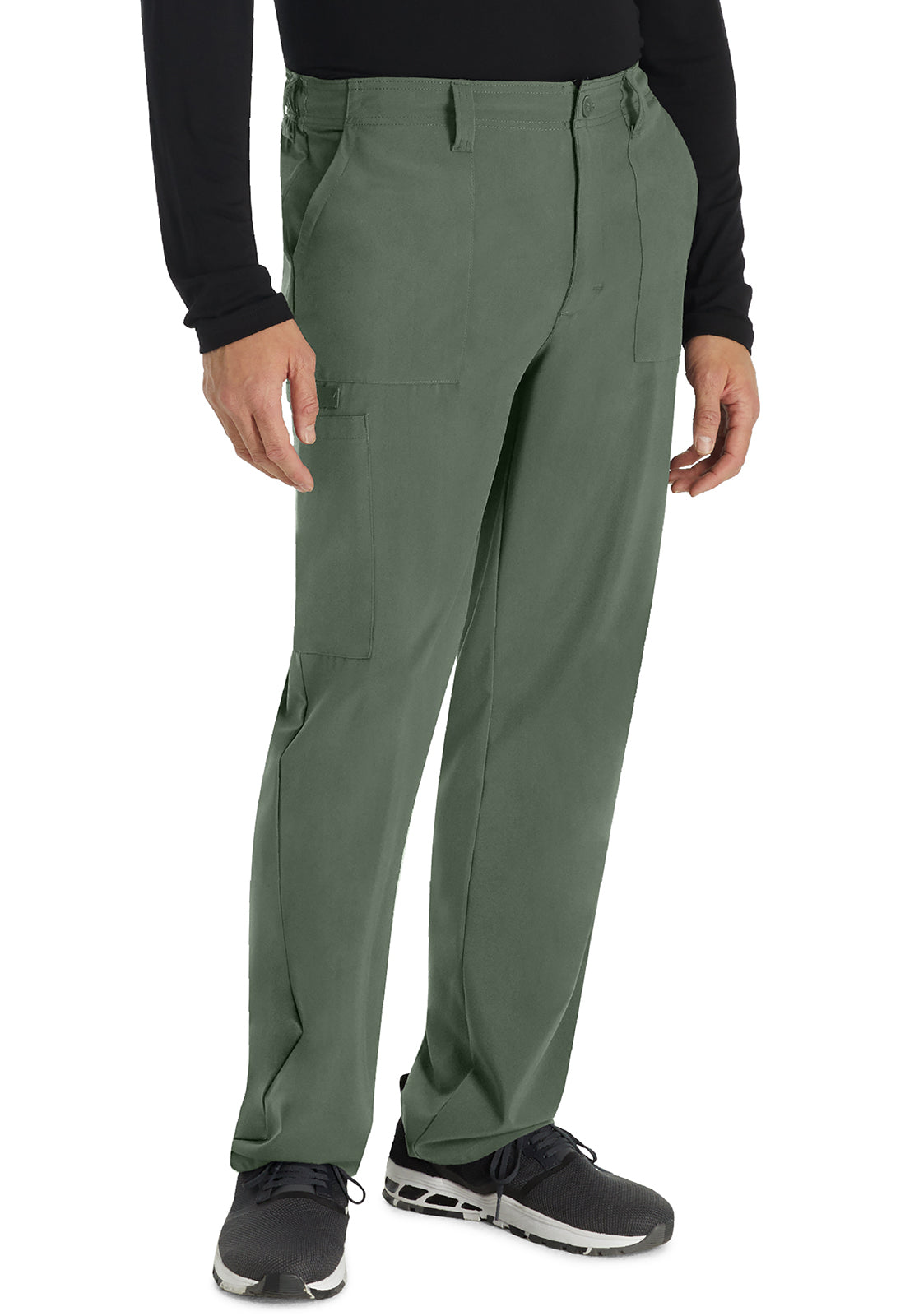 EDS Essentials DK015 Men's Natural Rise Drawstring Pants Olive Model Image Left Side | Dickies