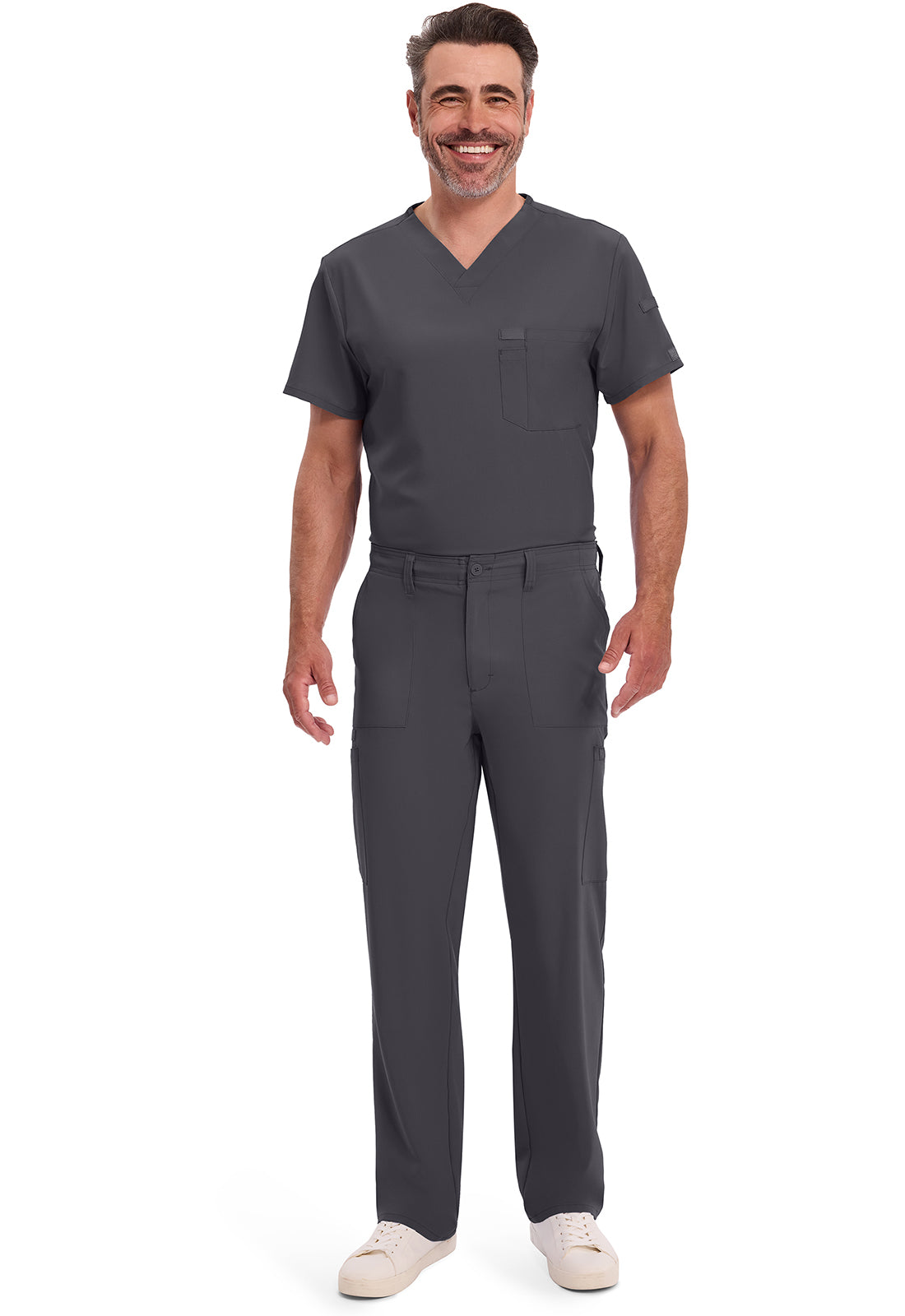 EDS Essentials DK015 Men's Natural Rise Drawstring Scrub Pants Pewter