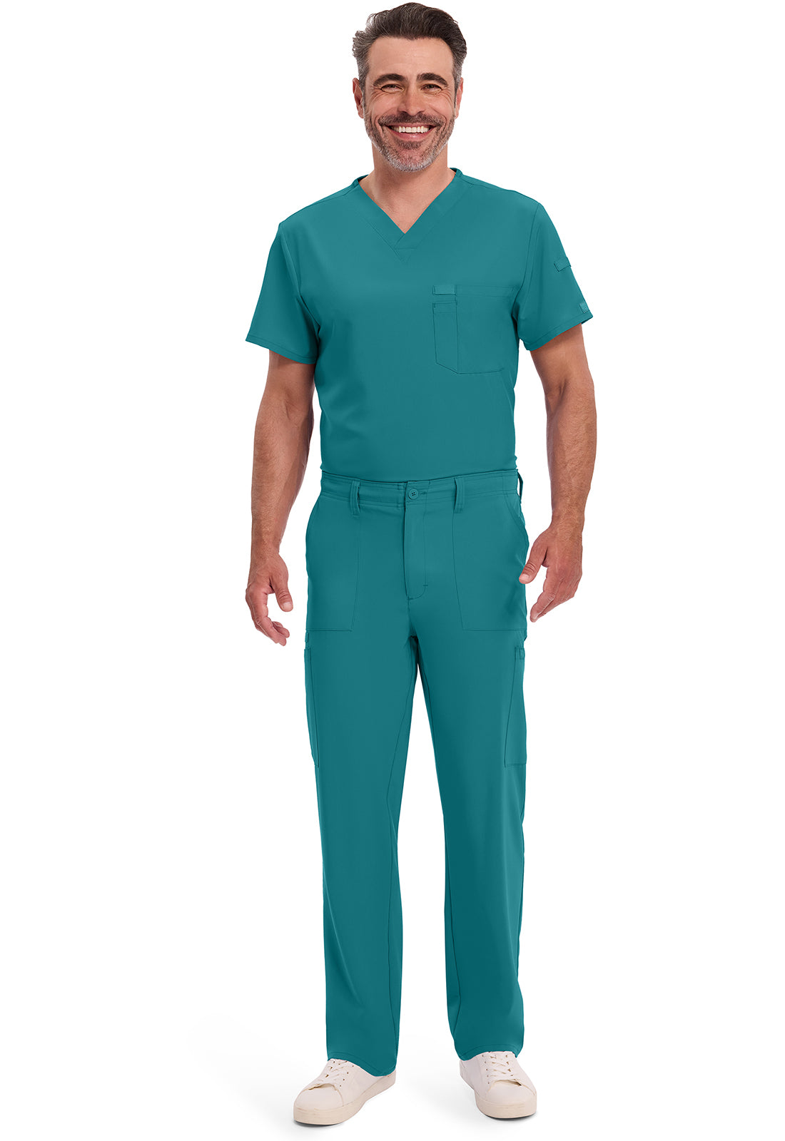 EDS Essentials DK015 Men's Natural Rise Drawstring Scrub Pants Teal Blue
