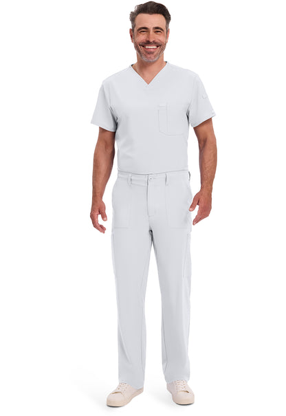 EDS Essentials DK015 Men's Natural Rise Drawstring Scrub Pants White
