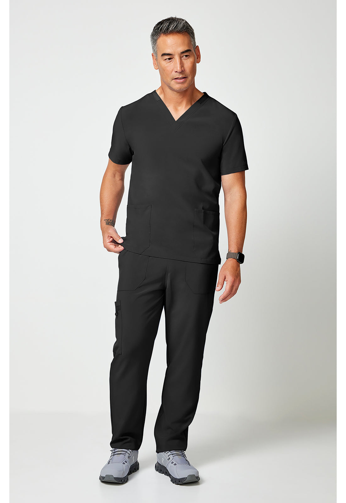 EDS Essentials DK019 Unisex Unisex Natural Rise Tapered Leg Scrub Pants Black