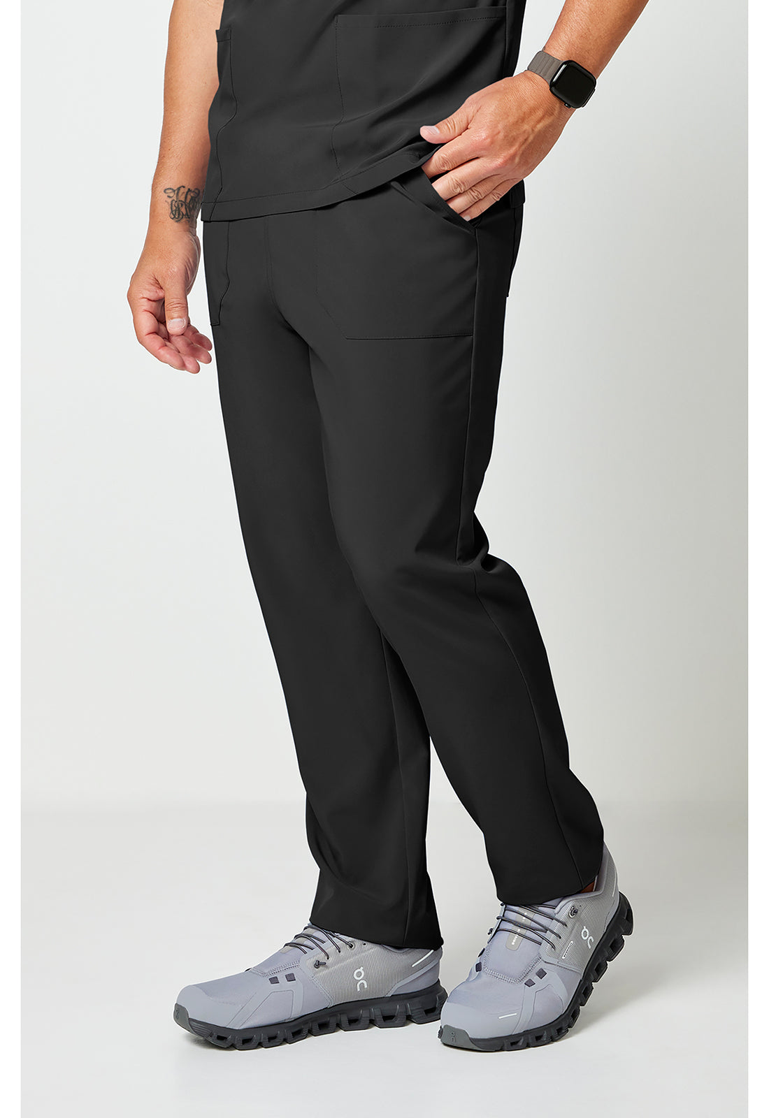 EDS Essentials DK019 Unisex Unisex Natural Rise Tapered Leg Scrub Pants Black