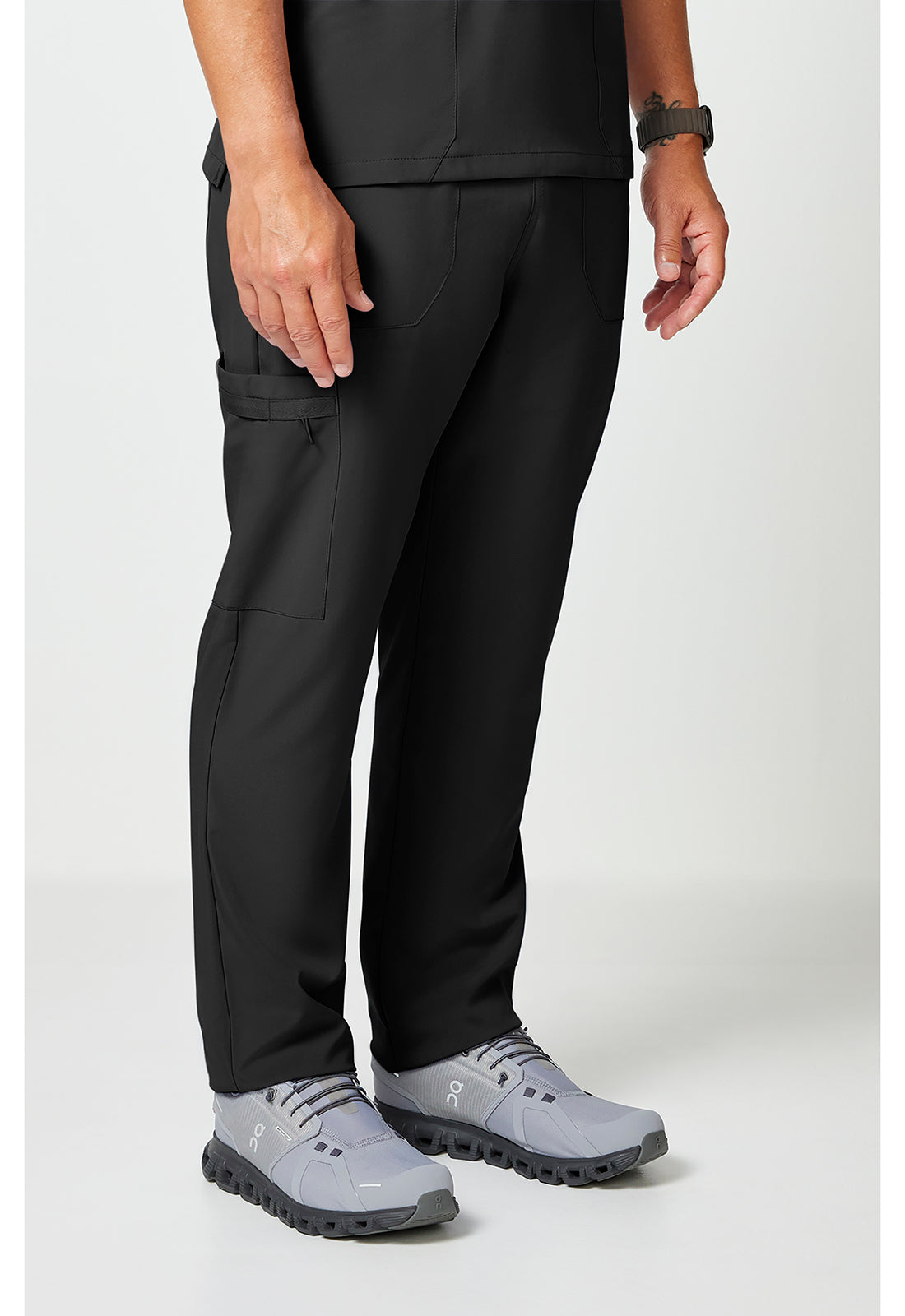 EDS Essentials DK019 Unisex Unisex Natural Rise Tapered Leg Scrub Pants Black